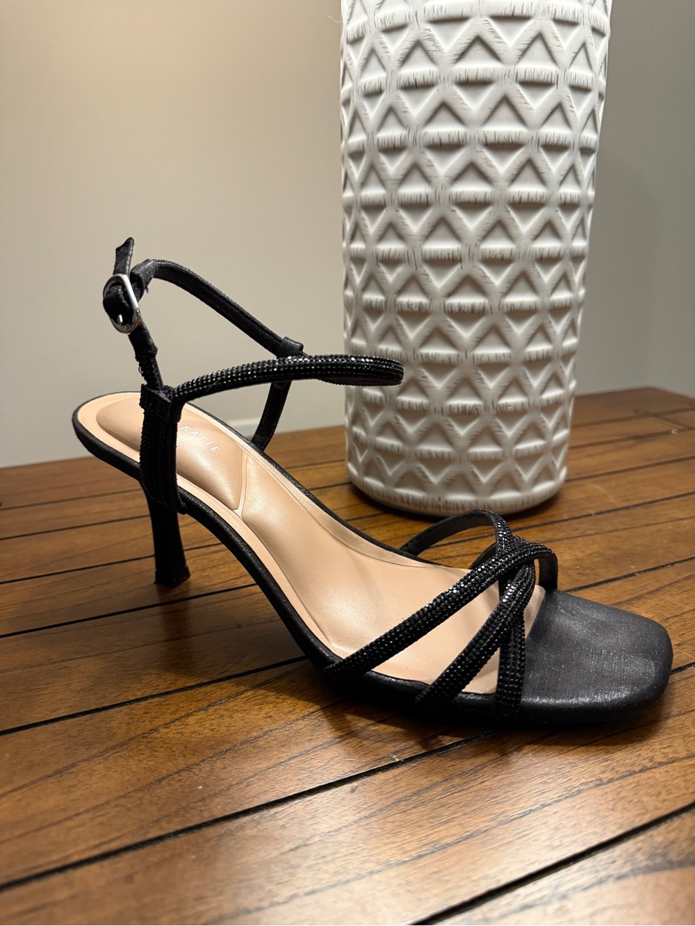 Kelly & Katie Black Strappy Mid-Heel Sandal